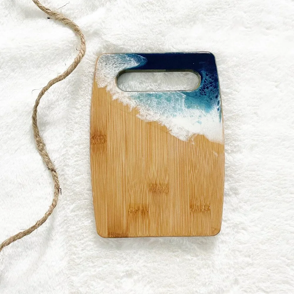 Coastal Ocean Wave Resin Art Small Bamboo Board